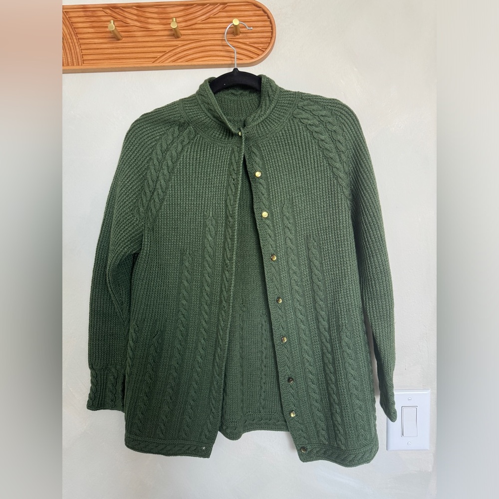 green cardigan